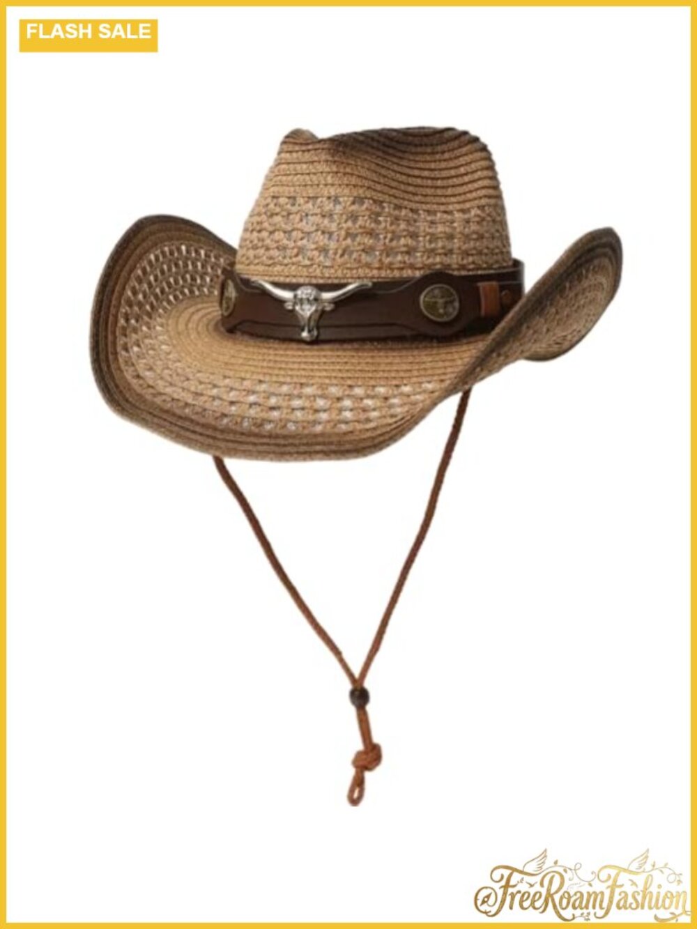 KORADI Straw Cowboy Hat Foldable Western Straw Cowgirl Hat Breathable